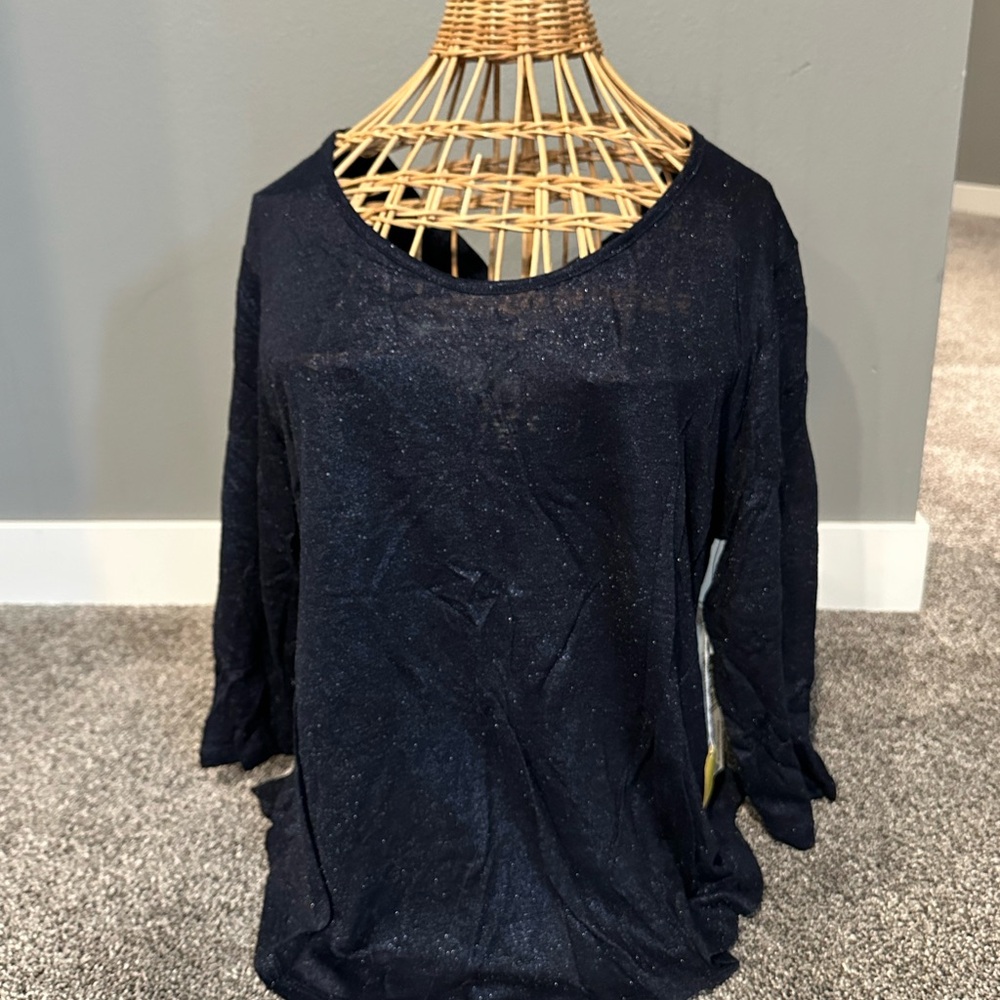 Tribal Blue Boxy Dressy Blouse Relaxed Fit